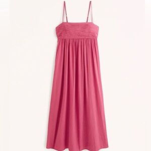 Abercrombie Pink Crinkle Textured Maxi Dress